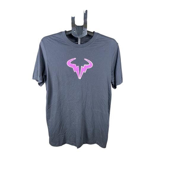 Nike Dri-FIT Rafael Nadal Bull Logo Tee Shirt Black Pink | Size M - Picture 2 of 8